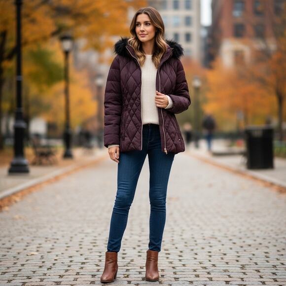 Stylish Zeroxposur Quilted Jacket with Faux Fur Hood - Size XL/XG - Picture 1 of 6